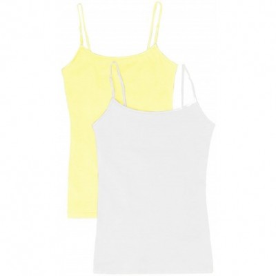 Camisoles & Tanks Women's Camisole Built-in Shelf Bra Adjustable Spaghetti Straps Tank Top Pack - 2 Pk Banana / White - CK11W...