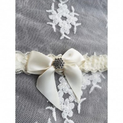 Garters & Garter Belts Bridal Garter Wedding Bow Lace Garter for Bride Rhinestone S23 - Ivory - CC18EWWXE9W