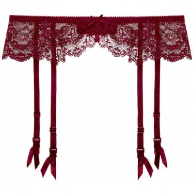 Garters & Garter Belts Women Sexy Lace Suspender Garter Belt for Thigh High Stockings - Wine Red - CQ199OT5Q3D