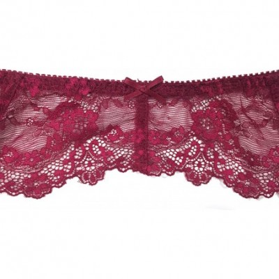 Garters & Garter Belts Women Sexy Lace Suspender Garter Belt for Thigh High Stockings - Wine Red - CQ199OT5Q3D