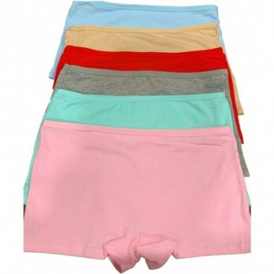 Panties New 6 pcs lot Flower Print Multicolored Cotton boy Shorts Underwear Panties-Small - C2198UM283E