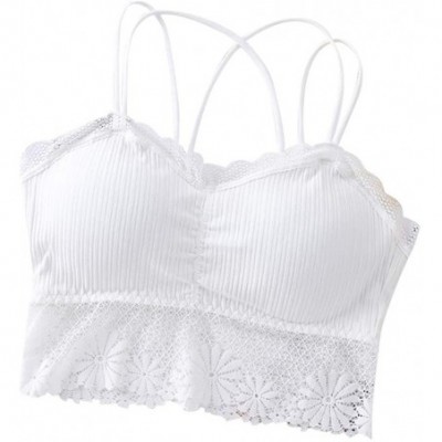 Camisoles & Tanks Women Sexy Bra Solid Vest Lace Camisole Breathable Push Up Top Underwear - White - CX197QE53G4