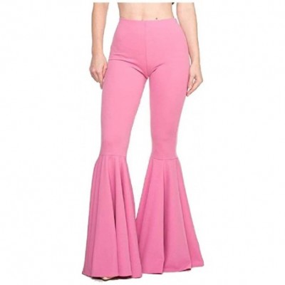 Bottoms Women's Draped Leisure Over Waist Flare Palazzo Lounge Pants - Pink - CY19C99X8W4