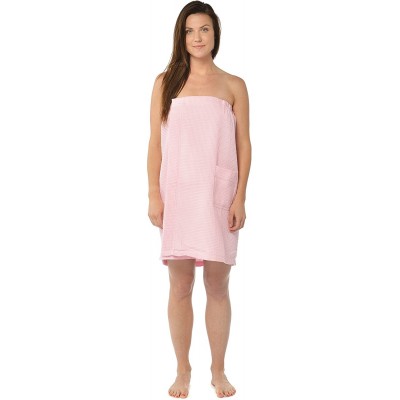 Robes Women's Waffle Wraps- Gym Spa Wraps- Body Wraps- Beach Cover Ups - Pink - CP119409S43