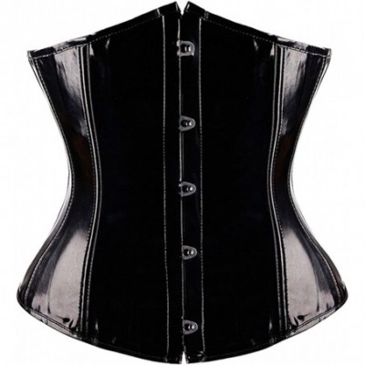 Shapewear PVC Steel Boned Short Underbust Corset Heavy Duty Waist Training Cincher Bustier Top - Black35 - CD18ICZX589