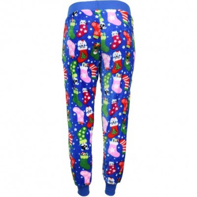 Bottoms Women's Super Plush Jogger Pajama Pants - Blue Kittens and Puppies - CO18ARO4M3G