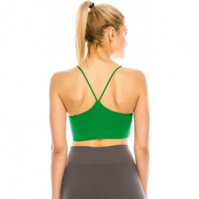 Bras Women's Seamless Sports Bra - Built-in Shelf Bras Workout Tank Top with Removable Pads UPF 50+ (Made in USA) - Green B -...