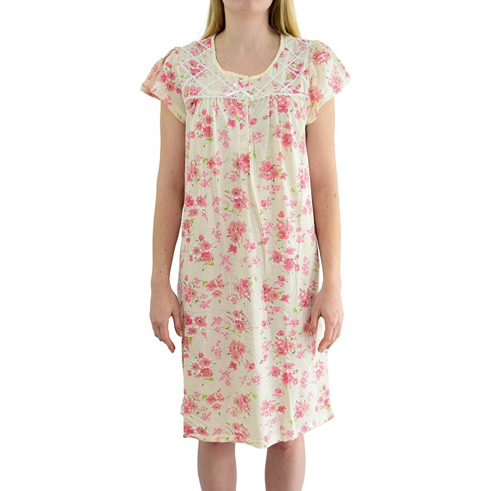 Nightgowns & Sleepshirts Women's 'Eve' Floral Printed Cotton Nightgown - Cream Floral - CR18DU22QXZ