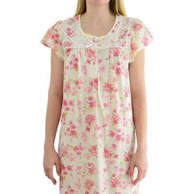 Nightgowns & Sleepshirts Women's 'Eve' Floral Printed Cotton Nightgown - Cream Floral - CR18DU22QXZ