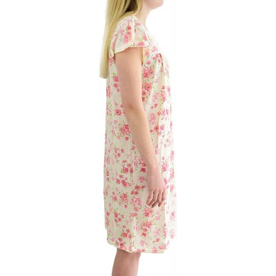 Nightgowns & Sleepshirts Women's 'Eve' Floral Printed Cotton Nightgown - Cream Floral - CR18DU22QXZ