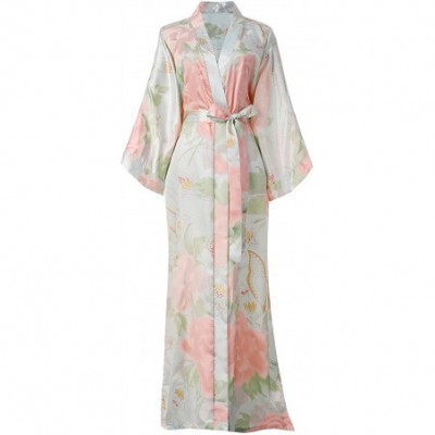 Robes Long Print Kimono Robe Blouse Kimono Cover Up Loose Cardigan Top Outwear - Light Blue - CW1924824YX