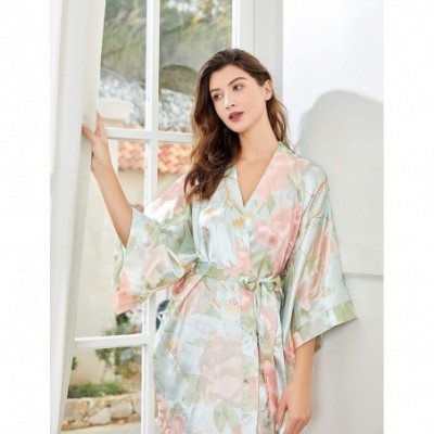 Robes Long Print Kimono Robe Blouse Kimono Cover Up Loose Cardigan Top Outwear - Light Blue - CW1924824YX