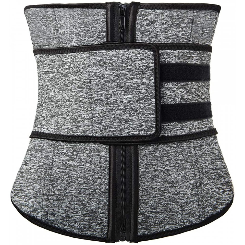 Shapewear Women Waist Trainer Corset Trimmer Belt Body Shaper Waist Cincher Neoprene Sport Girdle with Zipper - Grey - CS1932...