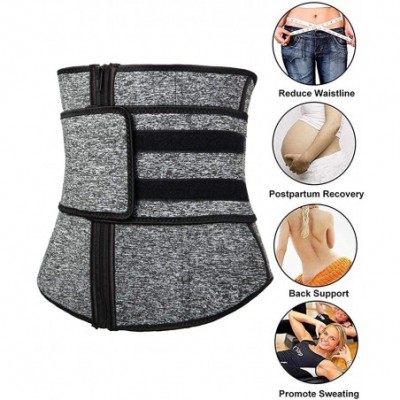 Shapewear Women Waist Trainer Corset Trimmer Belt Body Shaper Waist Cincher Neoprene Sport Girdle with Zipper - Grey - CS1932...