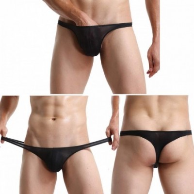 G-Strings & Thongs Men's Thongs Underwear Seamless G-Strings Underwear Briefs Low Rise Transparent Bikinis - Strings 5 - C519...