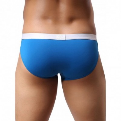 Briefs Men's Seamless Front Pouch Briefs Sexy Low Rise Bulge Bikini Underwear - Blue - C712IACYPID