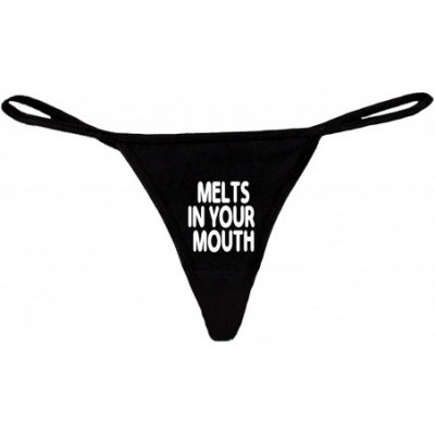 Panties Women's Funny Sexy Thong Melts in Your Mouth - Black - CR12MZPU5HW