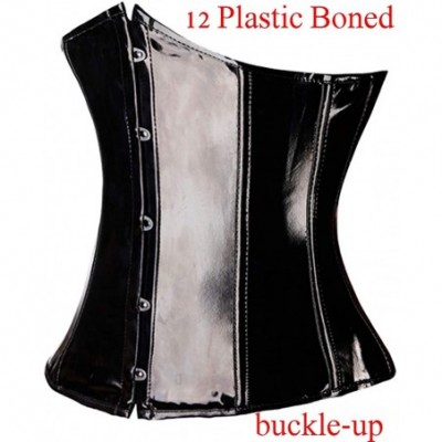 Shapewear PVC Steel Boned Short Underbust Corset Heavy Duty Waist Training Cincher Bustier Top - Black35 - CD18ICZX589