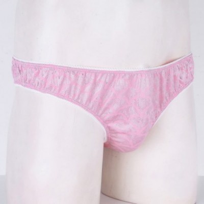 Bikinis Mens Sissy Bow Special Night Tanga Briefs Strings Bikini Underwear - Pink Sparkle - CB18EINTU9S