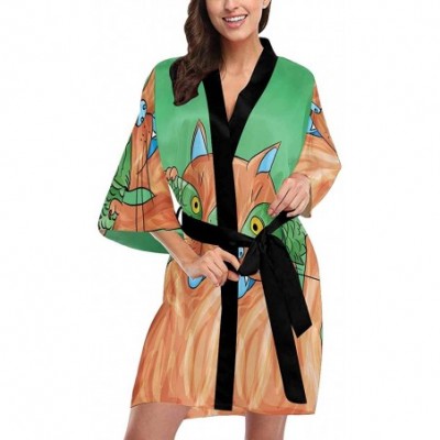 Robes Custom Green Angry Dragon Women Kimono Robes Beach Cover Up for Parties Wedding (XS-2XL) - Multi 3 - CC194URITYW