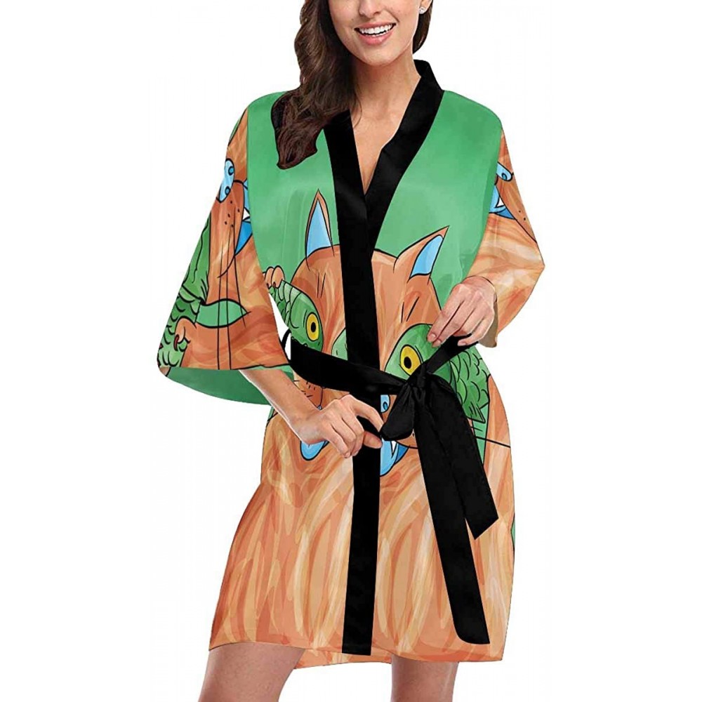 Robes Custom Green Angry Dragon Women Kimono Robes Beach Cover Up for Parties Wedding (XS-2XL) - Multi 3 - CC194URITYW