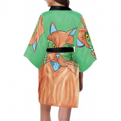 Robes Custom Green Angry Dragon Women Kimono Robes Beach Cover Up for Parties Wedding (XS-2XL) - Multi 3 - CC194URITYW