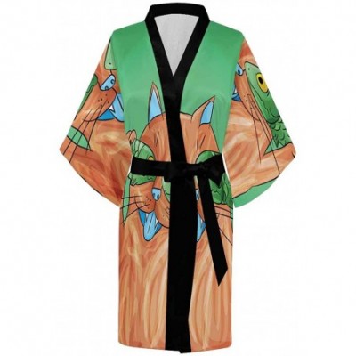 Robes Custom Green Angry Dragon Women Kimono Robes Beach Cover Up for Parties Wedding (XS-2XL) - Multi 3 - CC194URITYW