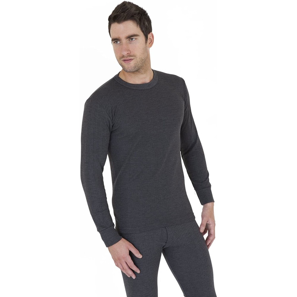 Thermal Underwear Mens Thermal Underwear Long Sleeve T Shirt Top (British Made) (Chest 44-46inch (X-Large)) (Charcoal) - CT11...