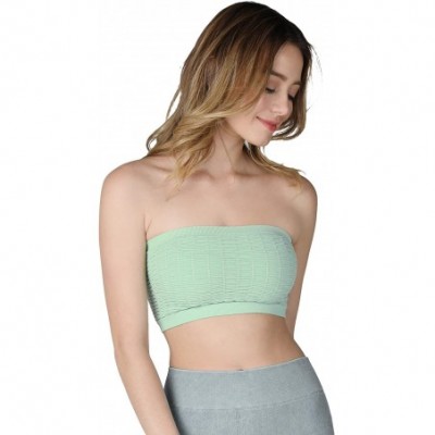 Bras Women Seamless Shirred Bandeau Top One Size - Mint Cream - C218QK2AZ33