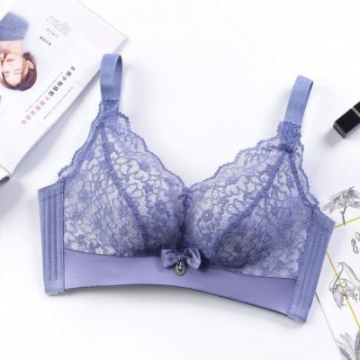 Thermal Underwear Womens Sexy Soft Lace Lingerie Set Push up Underwear Floral Lace Wireless Sheer Bra and Panty Set Blue Only...