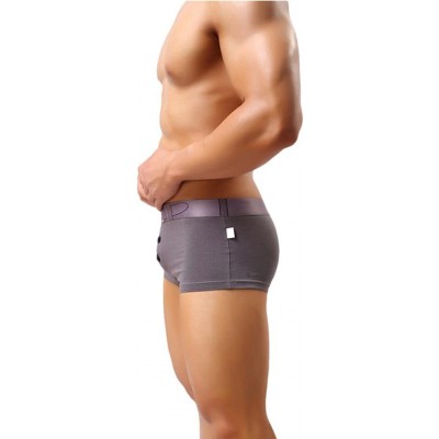 Boxer Briefs Men's Underwear- Classic Briefs Boxer Men Short Underpant - Gray - CU12NS4B2I7