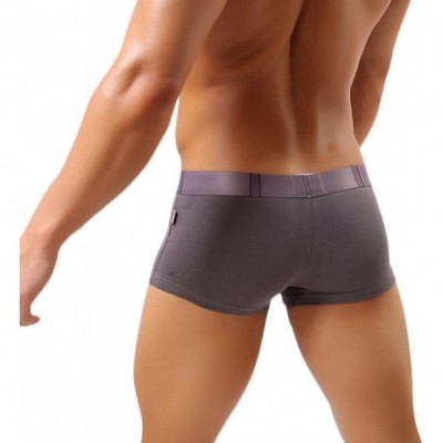 Boxer Briefs Men's Underwear- Classic Briefs Boxer Men Short Underpant - Gray - CU12NS4B2I7