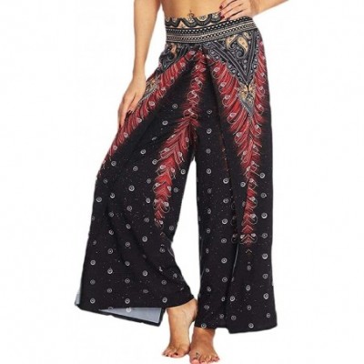 Bottoms Women Wide Leg Sleep Pant Split Loose Casual Bohemian Palazzo Yoga - 2 - C519DUIUE56