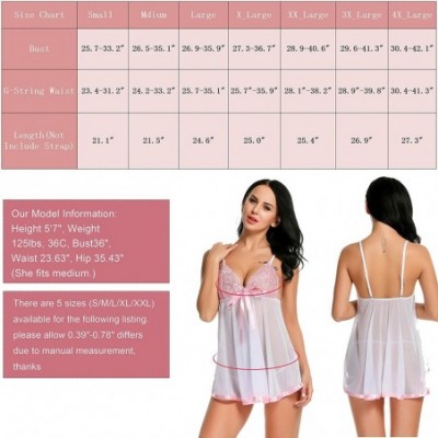 Baby Dolls & Chemises Women's Lingerie Lace Babydoll Strap Chemise Mesh Sleepwear Outfits - Green - CO18596R6RD