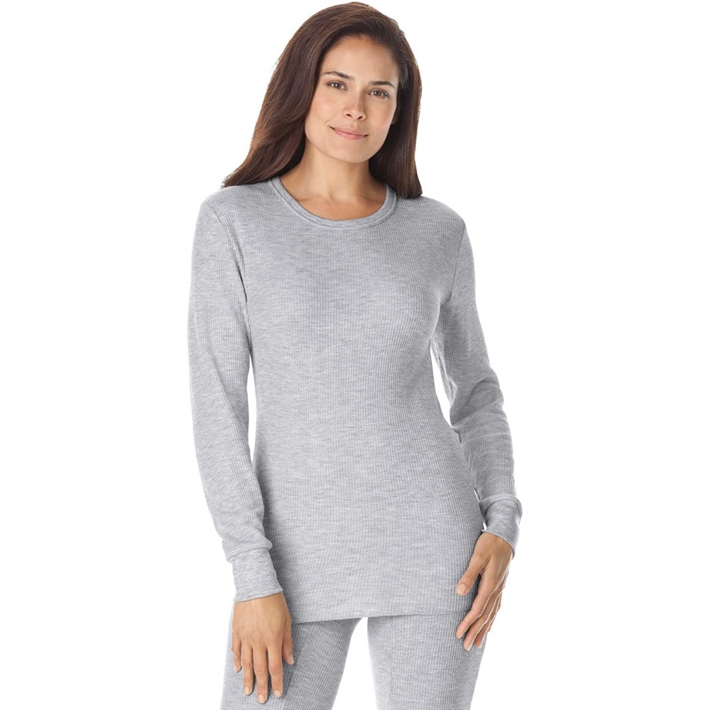 Thermal Underwear Women's Plus Size Thermal Long Sleeve Tee Long Underwear Top - Heather Grey (0332) - CV12BLRBNTJ