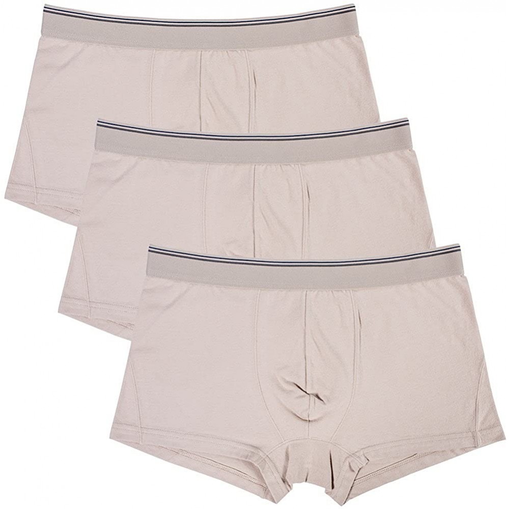 Boxer Briefs Men's Cotton Low-Rise Boxer Brief Underwear Trunks Pack Of 3 - Khaki-pack of 3 - CU12GTZ81JX