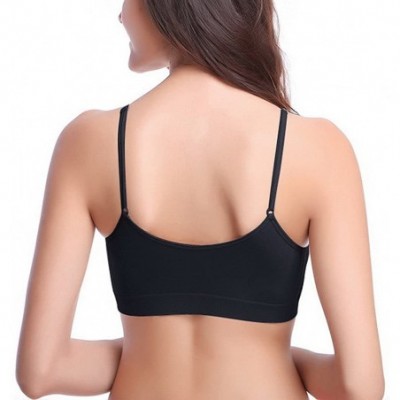 Bras Camisole Bra Seamless Adjustable Spaghetti Straps Comfortable Daily Bra with Removable Pads - Black - CO18H42TIDL