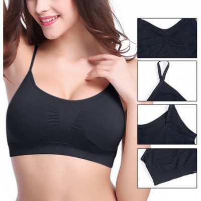 Bras Camisole Bra Seamless Adjustable Spaghetti Straps Comfortable Daily Bra with Removable Pads - Black - CO18H42TIDL