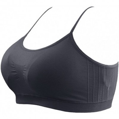 Bras Camisole Bra Seamless Adjustable Spaghetti Straps Comfortable Daily Bra with Removable Pads - Black - CO18H42TIDL