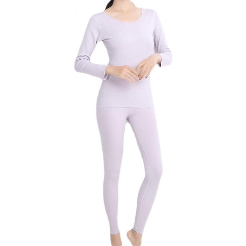 Thermal Underwear Baselayer Crew Neck Fleece Lined Long Johns Thermal Underwear Top & Bottom - 3 - C118AXW6CW8