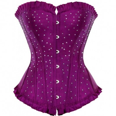 Shapewear Women's Lace Up Boned Overbust Corset Bustier Bodyshaper Top - Purple-804 - CX18HHUGRK7