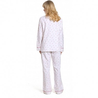 Sets Twin Boat Womens 100% Cotton Flannel Pajama Sleepwear Set - Little Hearts - White-red - CD184TLWWDM