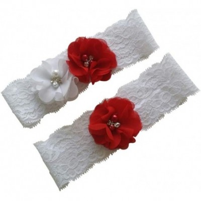 Garters & Garter Belts Wedding/Valentine/Birthdays White and Red Chiffon Flower Lace Garter Set - 2pcs - CR12EX96LMV