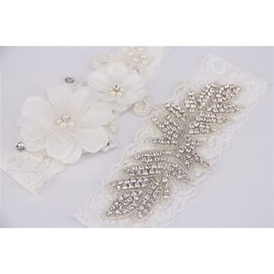 Garters & Garter Belts 2" Wide20 Length White Lace Garter White Wedding/Bridal Lace Garter Set - CN12C5IJFU7