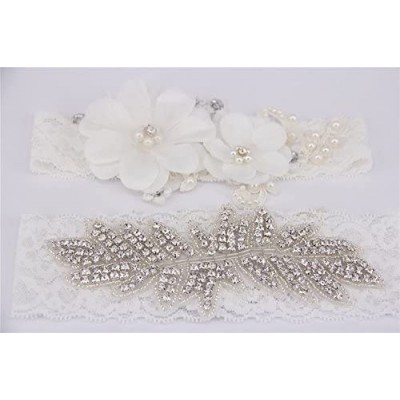 Garters & Garter Belts 2" Wide20 Length White Lace Garter White Wedding/Bridal Lace Garter Set - CN12C5IJFU7