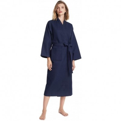 Robes Women's Waffle Robe Lightweight Kimono Unisex Spa Robes Cotton Bathrobes for Hotel Hot Tube- Mid Calf Length Loungewear...