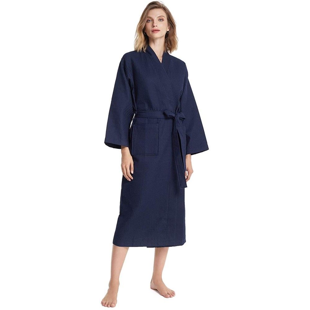 Robes Women's Waffle Robe Lightweight Kimono Unisex Spa Robes Cotton Bathrobes for Hotel Hot Tube- Mid Calf Length Loungewear...