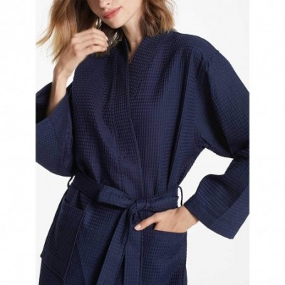 Robes Women's Waffle Robe Lightweight Kimono Unisex Spa Robes Cotton Bathrobes for Hotel Hot Tube- Mid Calf Length Loungewear...