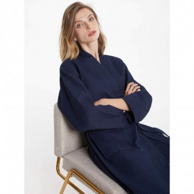 Robes Women's Waffle Robe Lightweight Kimono Unisex Spa Robes Cotton Bathrobes for Hotel Hot Tube- Mid Calf Length Loungewear...