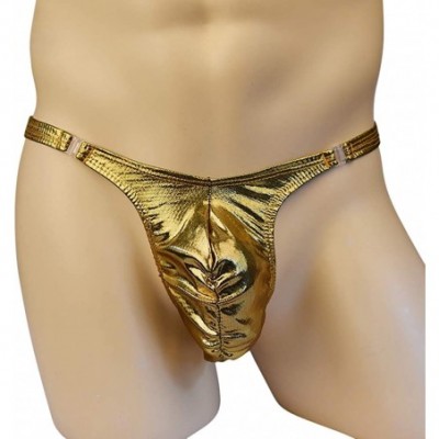 G-Strings & Thongs Men's Shiny Faux Leather Mini G-String Low Rise U Convex Pouch Panties Sexy T-Back Thongs Bikini Underwear...